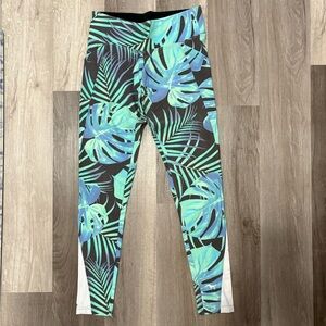 Victoria's Secret Leggings - Blue and Green Leaf Print